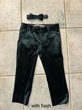 Appaman Green Velvet Pants + Matching Bow Tie Set